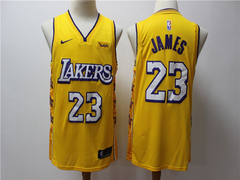 Men Los Angeles Lakers 23 James Yellow Game Nike NBA Jerseys